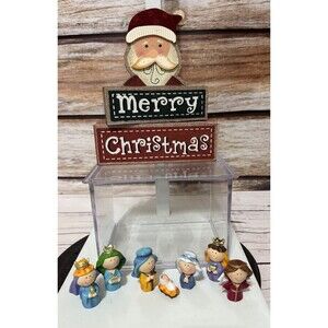 Children's Holiday Time Nativity 7-Piece Set Christmas Decor & Wooden Sign Decor